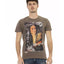 Printed Short Sleeve T-shirt with Round Neck L Men-0