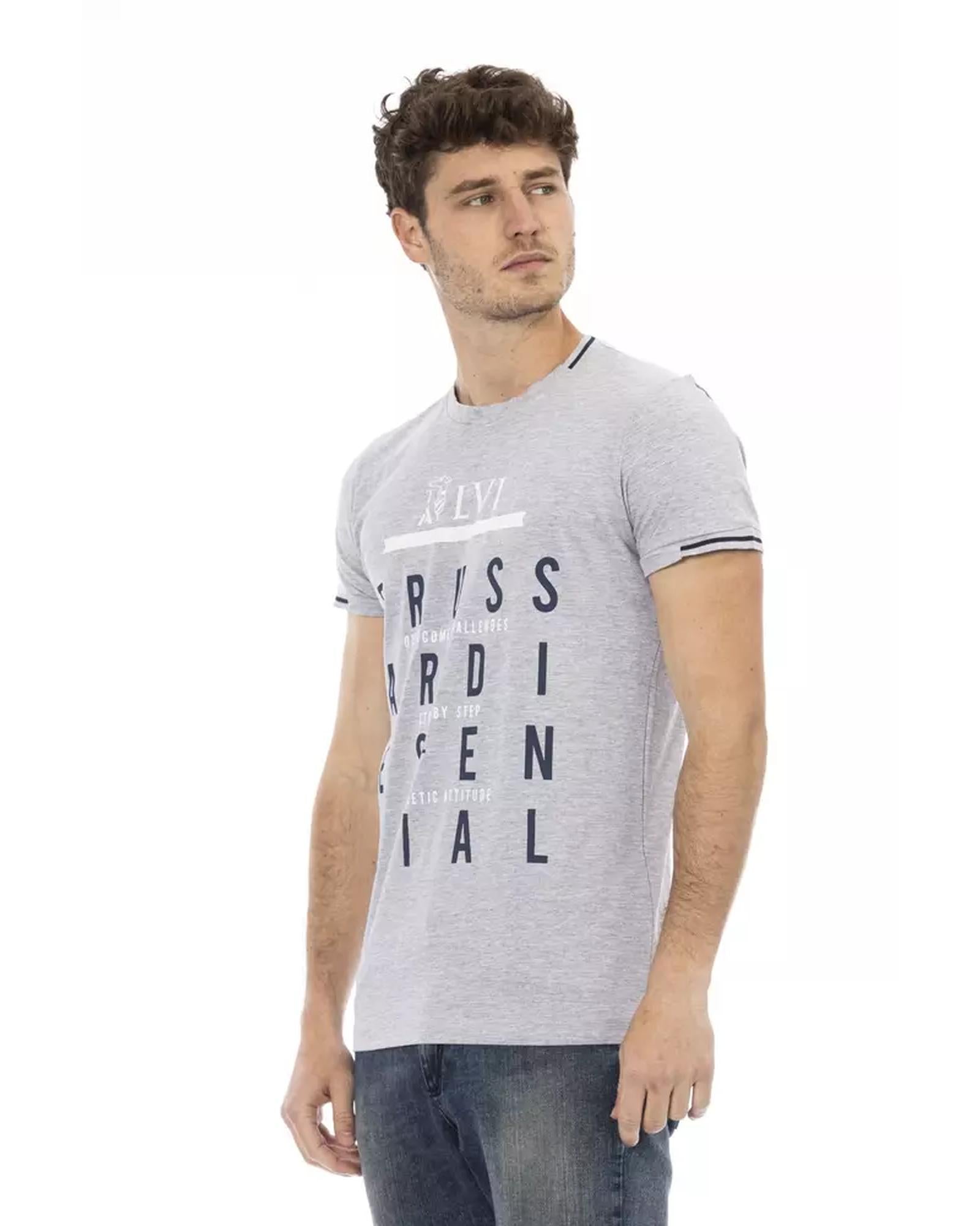 Short Sleeve Round Neck T-shirt with Front Print XL Men-1