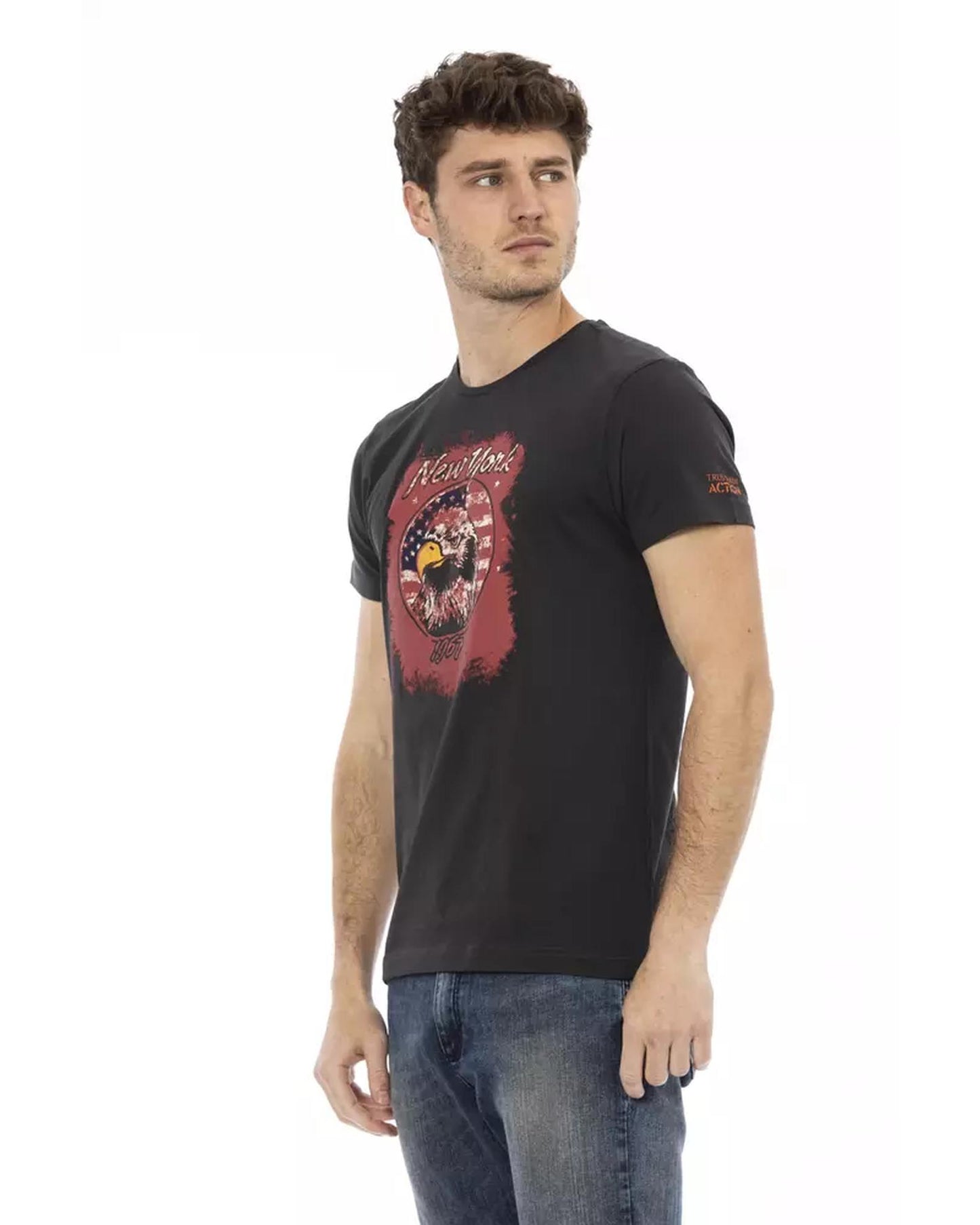 Short Sleeve T-shirt with Round Neck and Front Print L Men-1