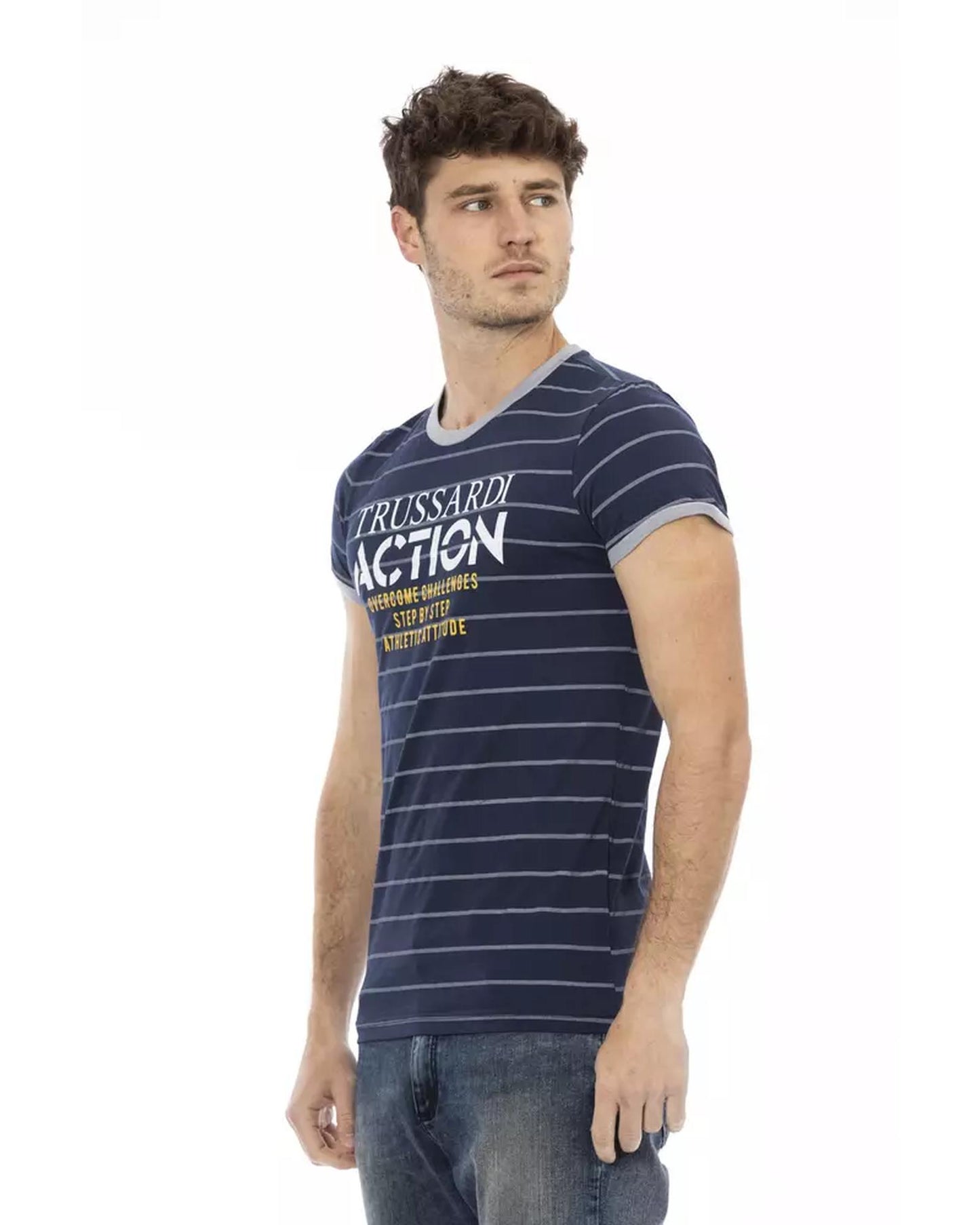 Printed Short Sleeve T-shirt with Round Neck L Men-1