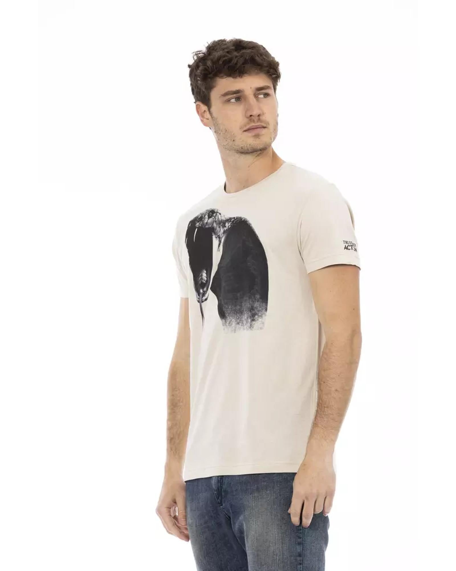 Short Sleeve T-shirt with Round Neck - Front Print L Men-1