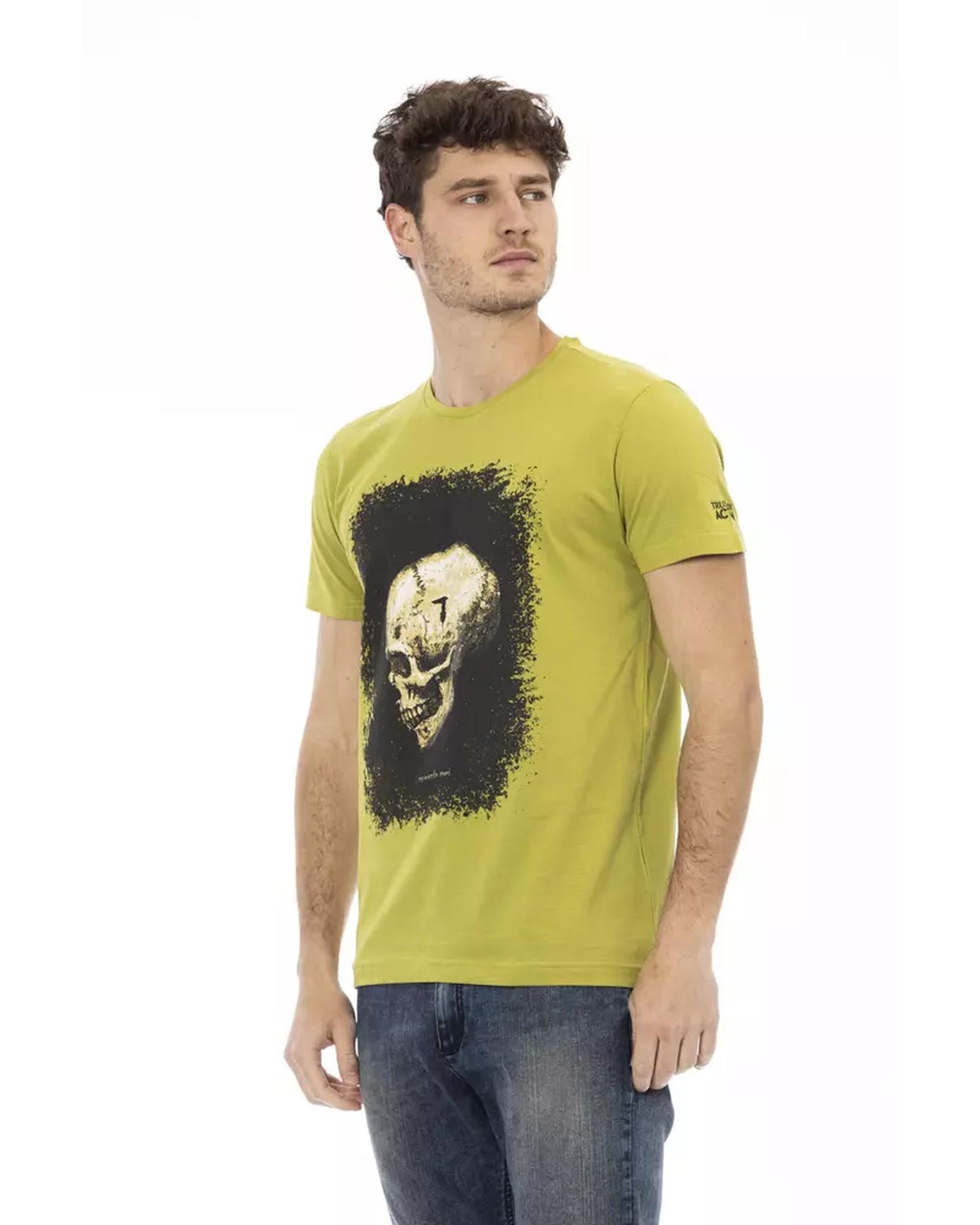 Short Sleeve Round Neck T-shirt with Front Print L Men-1