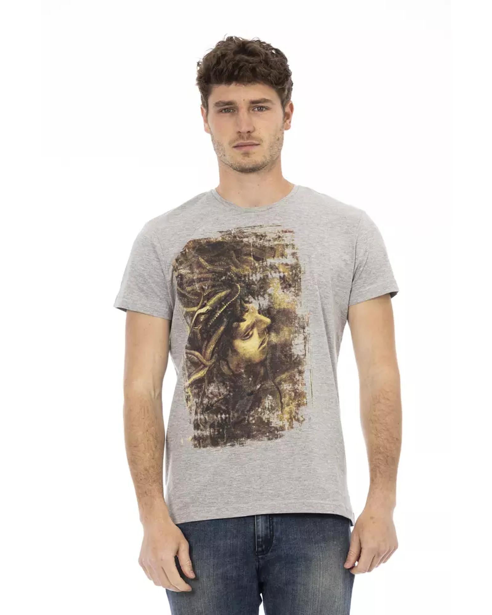 Short Sleeve T-shirt with Round Neck and Front Print L Men-0