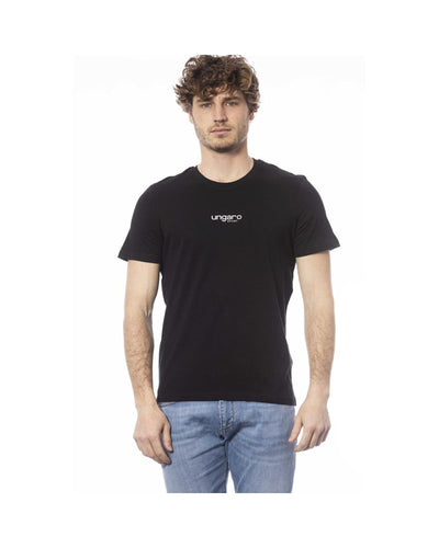 Ungaro Sport Men's Sleek Black Cotton Crew Neck T-Shirt - XL-0