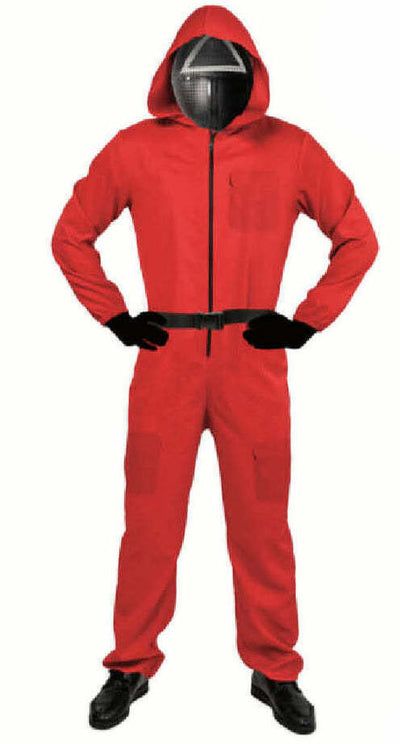 Adult Squid Game Costume Guard Tracksuit Halloween Cosplay Red  - L/XL(175 - 185cm)-0