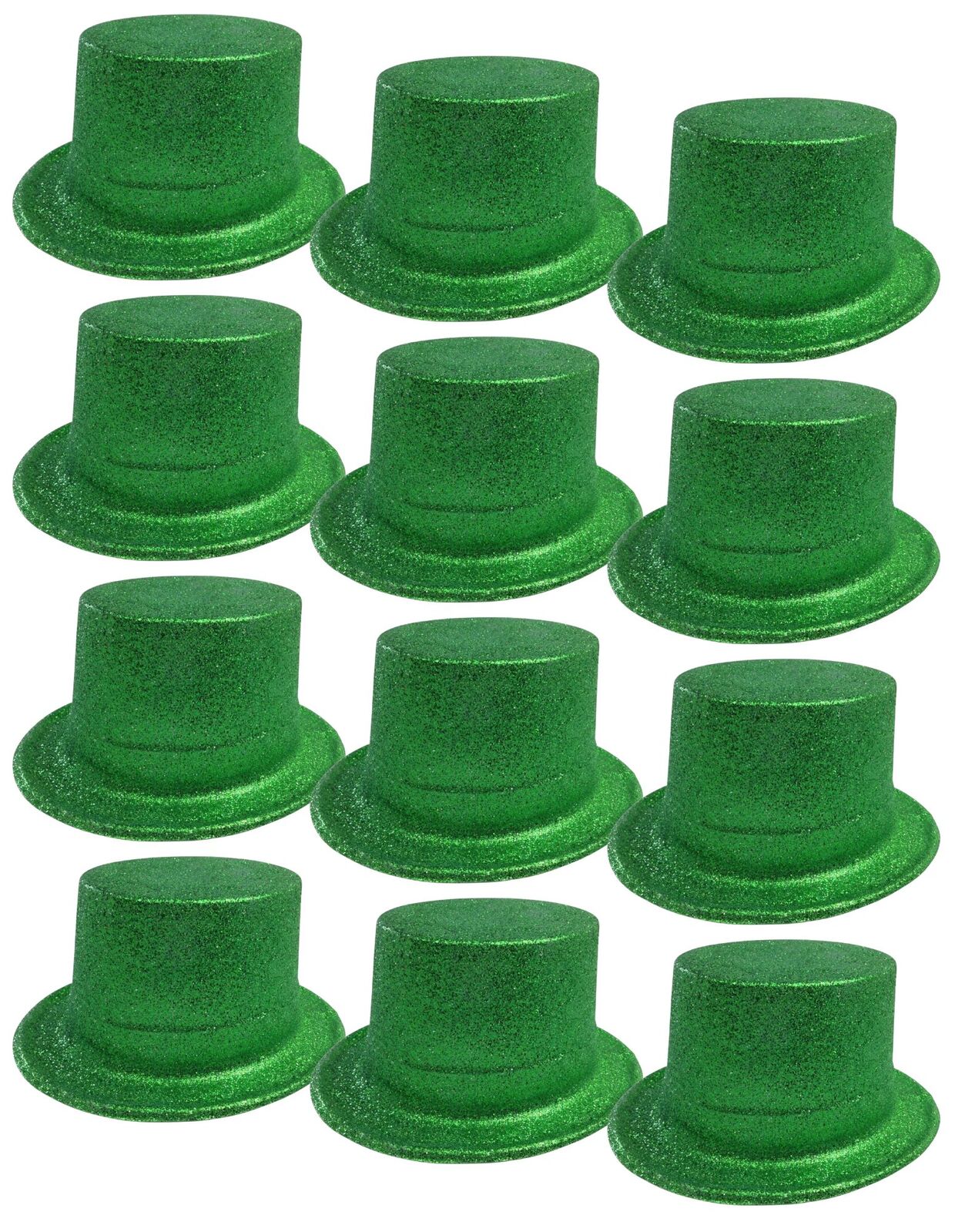 12x GLITTER TOP HAT Fancy Party Plastic Costume Tall Cap Fun Dress Up BULK - Green-0