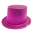 12x GLITTER TOP HAT Fancy Party Plastic Costume Tall Cap Fun Dress Up BULK - Hot Pink-2