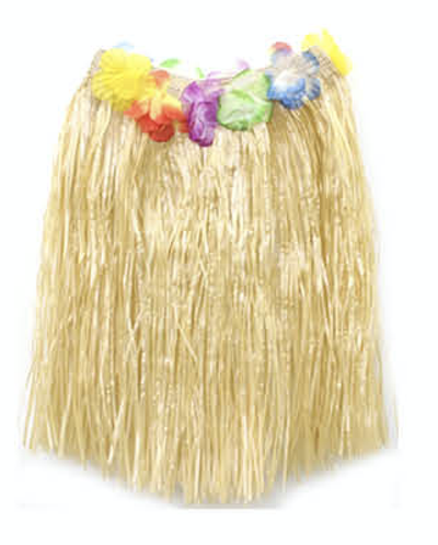 40cm HAWAIIAN HULA SKIRT Tropical Costume Dress Lei Grass Flower Party Adult - Natural-0