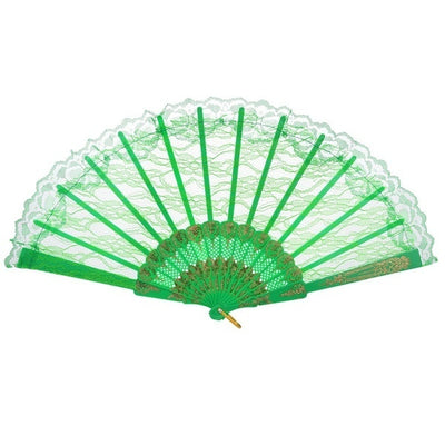 LACE FAN Hand Folding Wedding Party Bridal Spanish Costume Accessory - Green-0