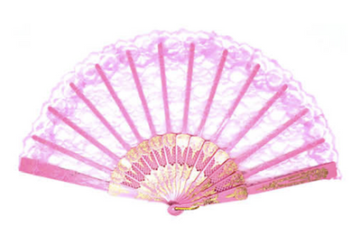 LACE FAN Hand Folding Wedding Party Bridal Spanish Costume Accessory - Light Pink-1