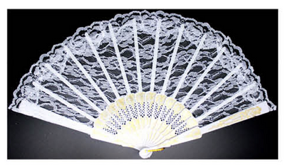 LACE FAN Hand Folding Wedding Party Bridal Spanish Costume Accessory - White-0