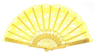 LACE FAN Hand Folding Wedding Party Bridal Spanish Costume Accessory - Yellow-0