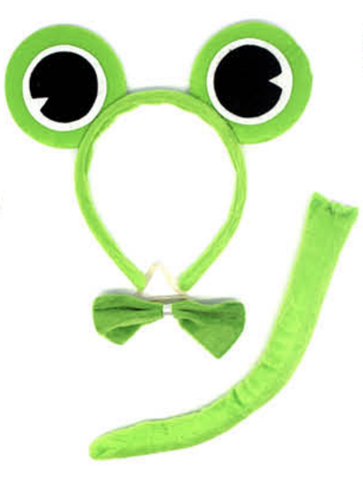 FROG HEADBAND w Bow Tail Animal Costume Halloween Party Hair Accessory-0