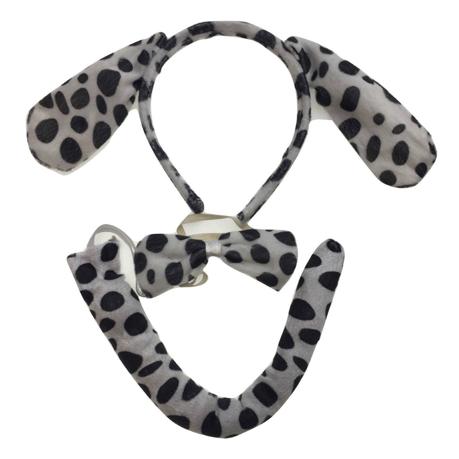 3pcs DOG EAR HEADBAND w Bow Tail Animal Costume Halloween Party Hair Dalmatian-0