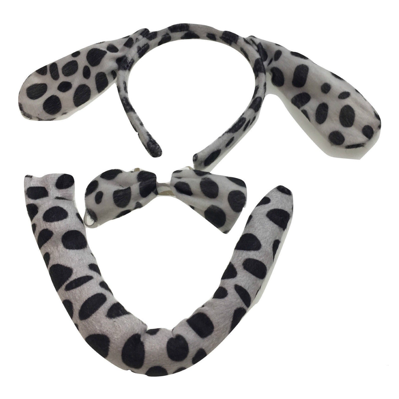 3pcs DOG EAR HEADBAND w Bow Tail Animal Costume Halloween Party Hair Dalmatian-3