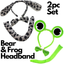 2pc Set Animal Headband w Bow Tail Dog + Frog Ears Hair Costume Halloween Party-1