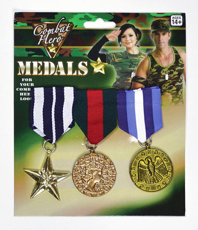 3x Army Solider Medals Combat Party Costume Halloween Fancy Dress Replica-0