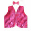 Kids Sequin Vest Bow Tie Set Costume 80s Party Dress Up Waistcoat - Hot Pink-1