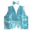 Kids Sequin Vest Bow Tie Set Costume 80s Party Dress Up Waistcoat - Sky Blue-0