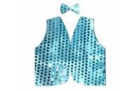 Kids Sequin Vest Bow Tie Set Costume 80s Party Dress Up Waistcoat - Sky Blue-0