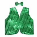 Kids Sequin Vest Bow Tie Set Costume 80s Party Dress Up Waistcoat - Green-0