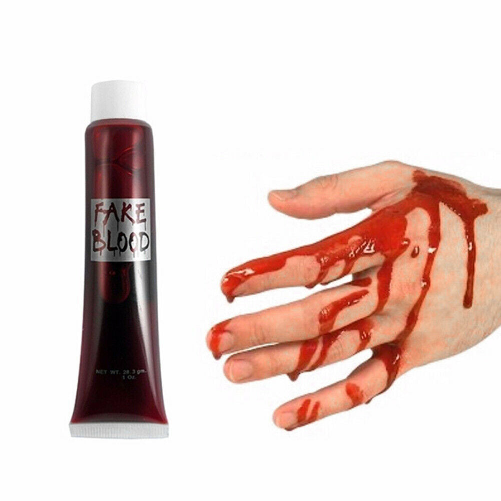 FAKE BLOOD Zombie Halloween Fancy Dress Red Make Up Gel Cream Vampire Horror-0