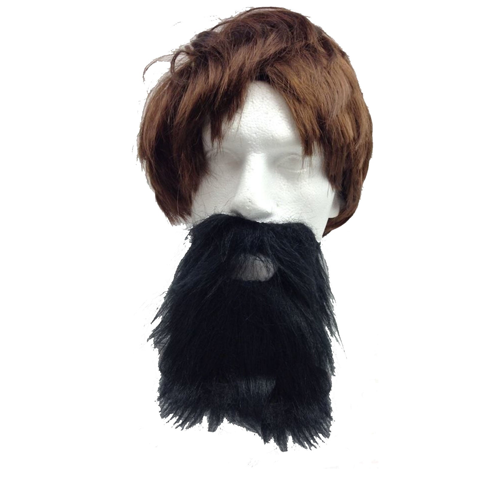 PARTY BEARD Moustache Costume Fancy Dress Mustache Halloween Fake Facial Hair - Black-0