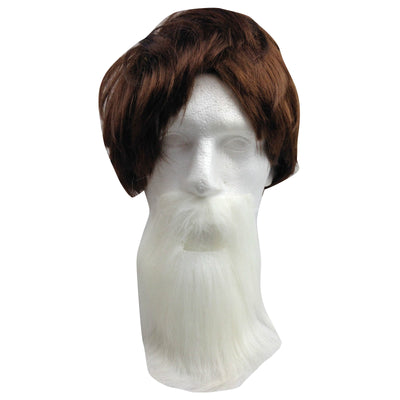 PARTY BEARD Moustache Costume Fancy Dress Mustache Halloween Fake Facial Hair - White-0