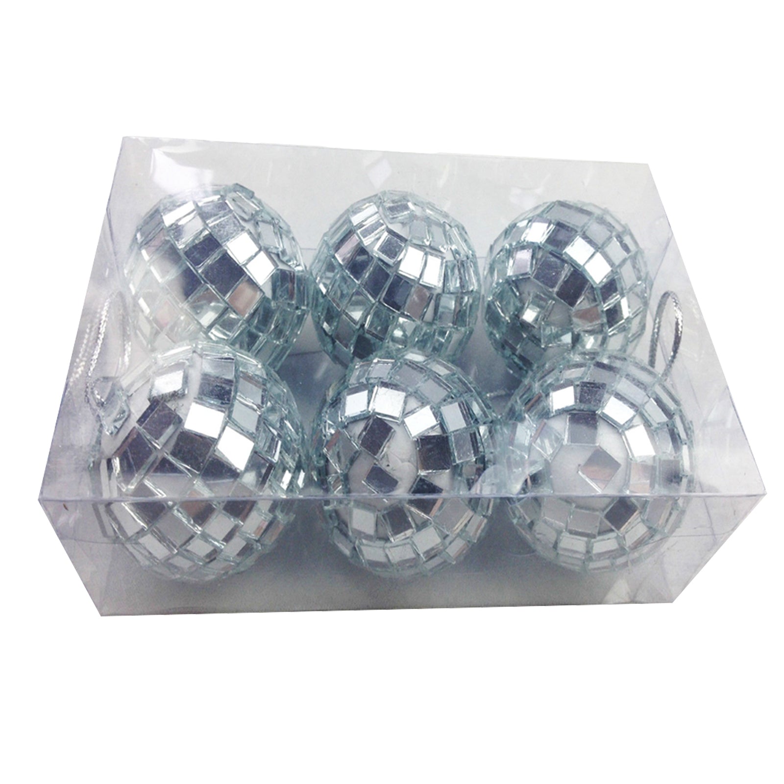 6x Hanging Mini Disco Balls Shiny Silver Mirror Party Halloween Reflect 4cm Bulk-2