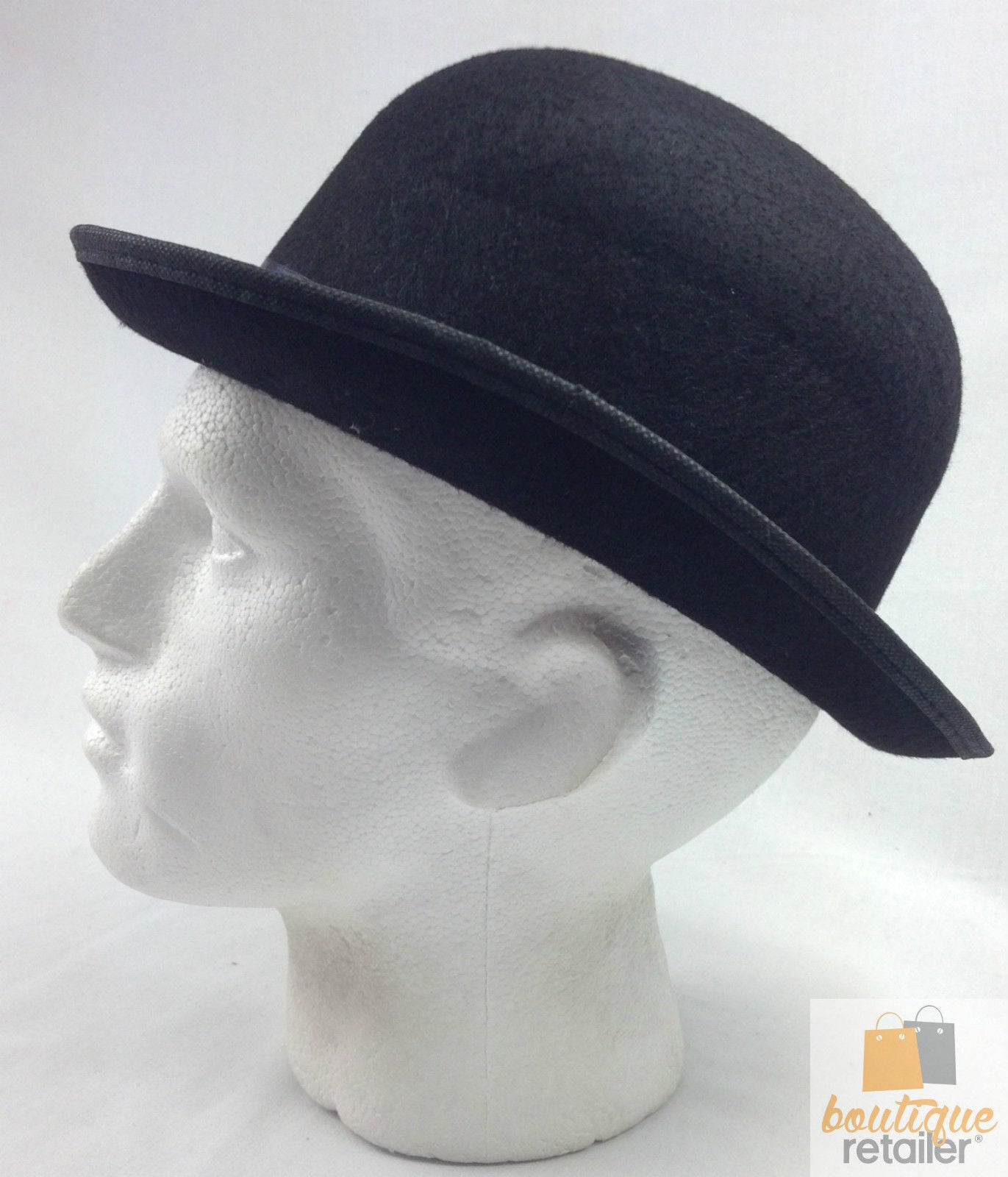 BOWLER HAT Party Costume Derby Fancy Dress Dance Halloween Vintage Cap - Black-2