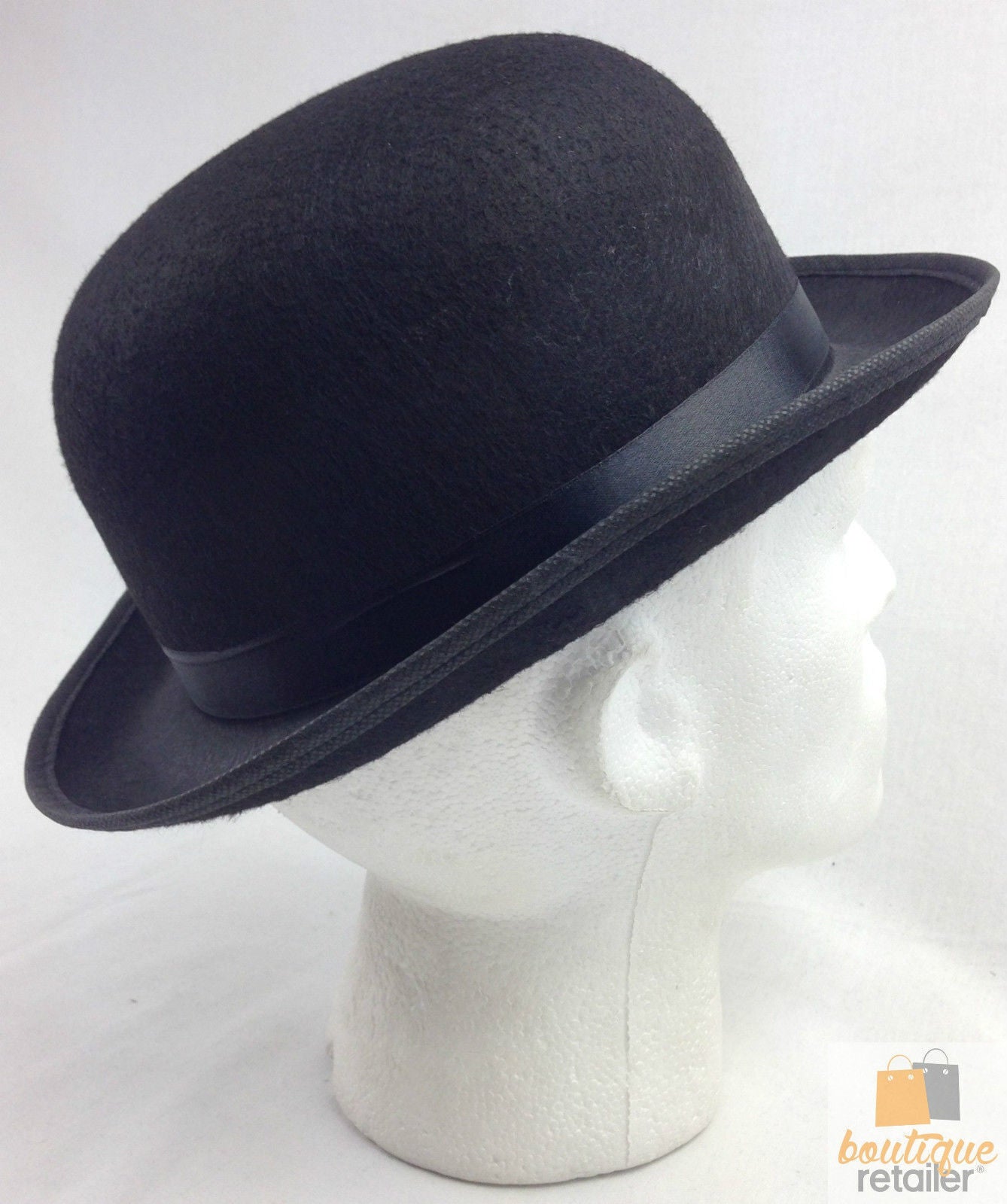 BOWLER HAT Party Costume Derby Fancy Dress Dance Halloween Vintage Cap - Black-5