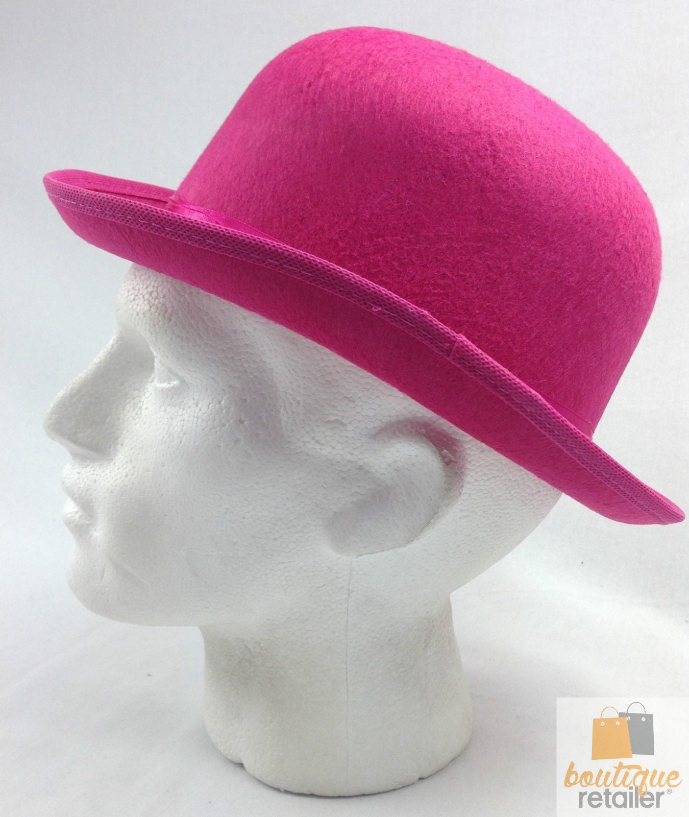 BOWLER HAT Party Costume Derby Fancy Dress Dance Halloween Vintage Cap - Hot Pink-2