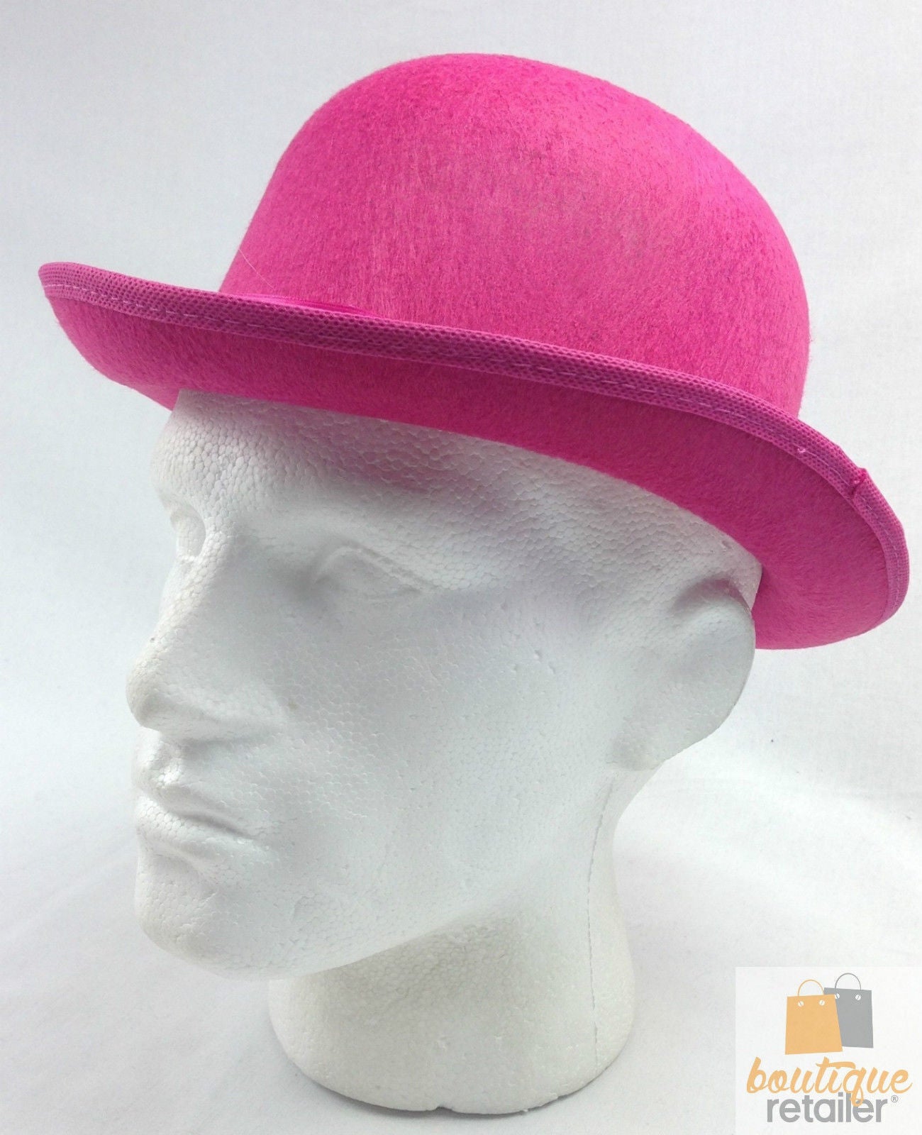 BOWLER HAT Party Costume Derby Fancy Dress Dance Halloween Vintage Cap - Hot Pink-3