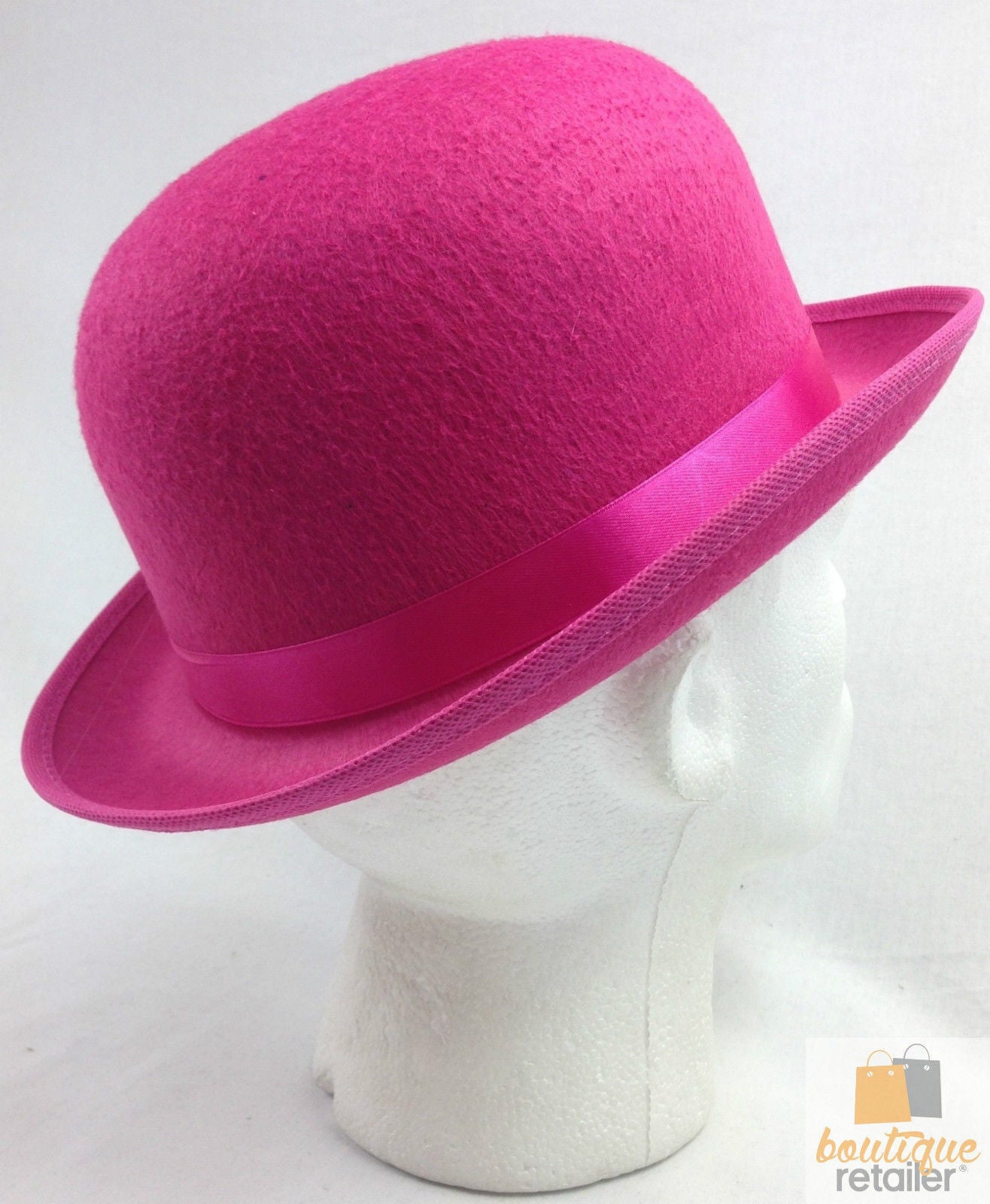 BOWLER HAT Party Costume Derby Fancy Dress Dance Halloween Vintage Cap - Hot Pink-4