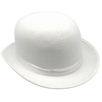 BOWLER HAT Party Costume Derby Fancy Dress Dance Halloween Vintage Cap - White-0