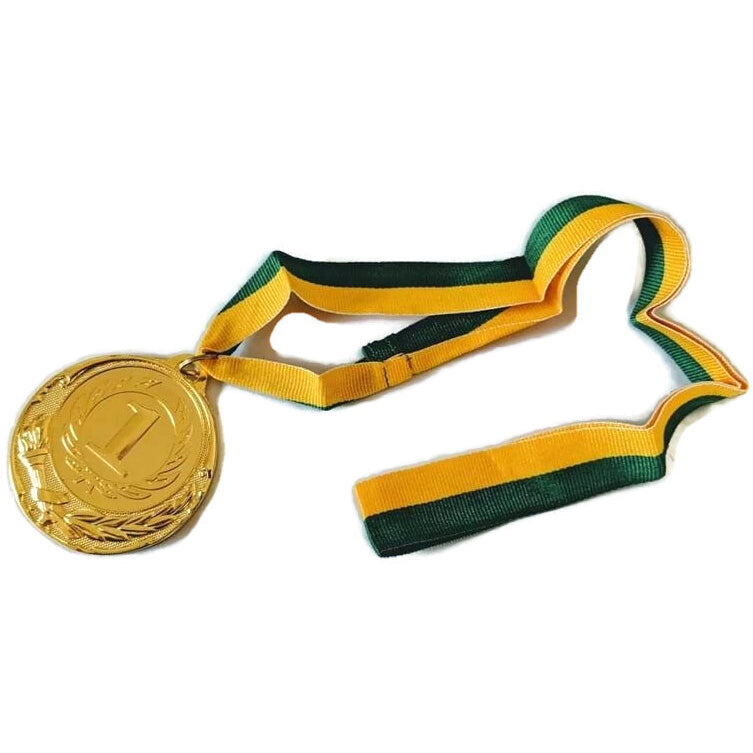 METAL WINNER GOLD MEDAL 1st Party Favours Sports Day 40cm Ribbon - Green/Gold-4