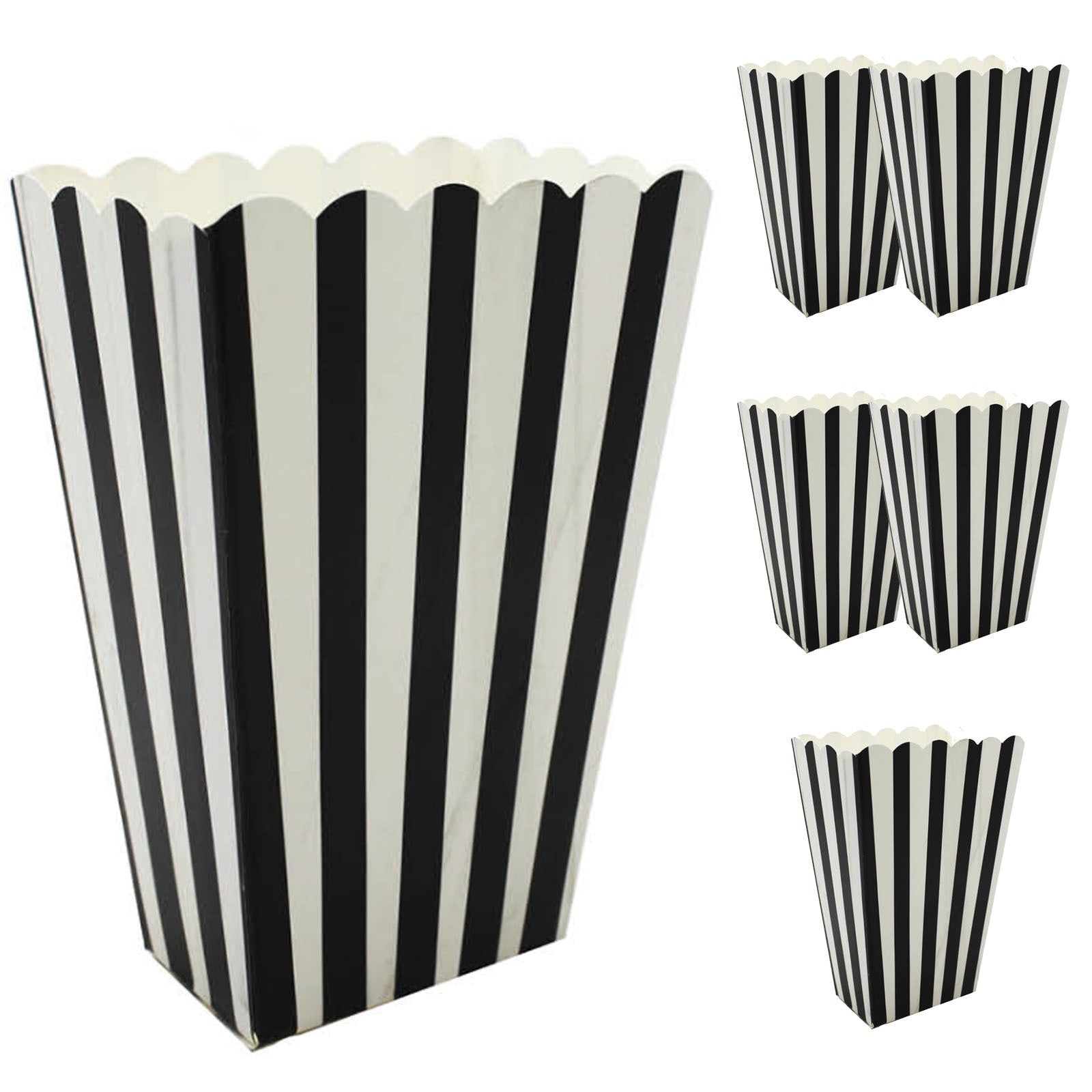 6x POPCORN BOXES Wedding Party Favour Lolly Box Retro Cinema Pop Corn - Black-0