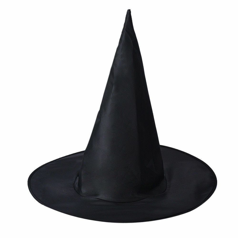 WITCH HAT Plain Black Halloween Costume Fancy Dress Womens Accessory Wizard-2