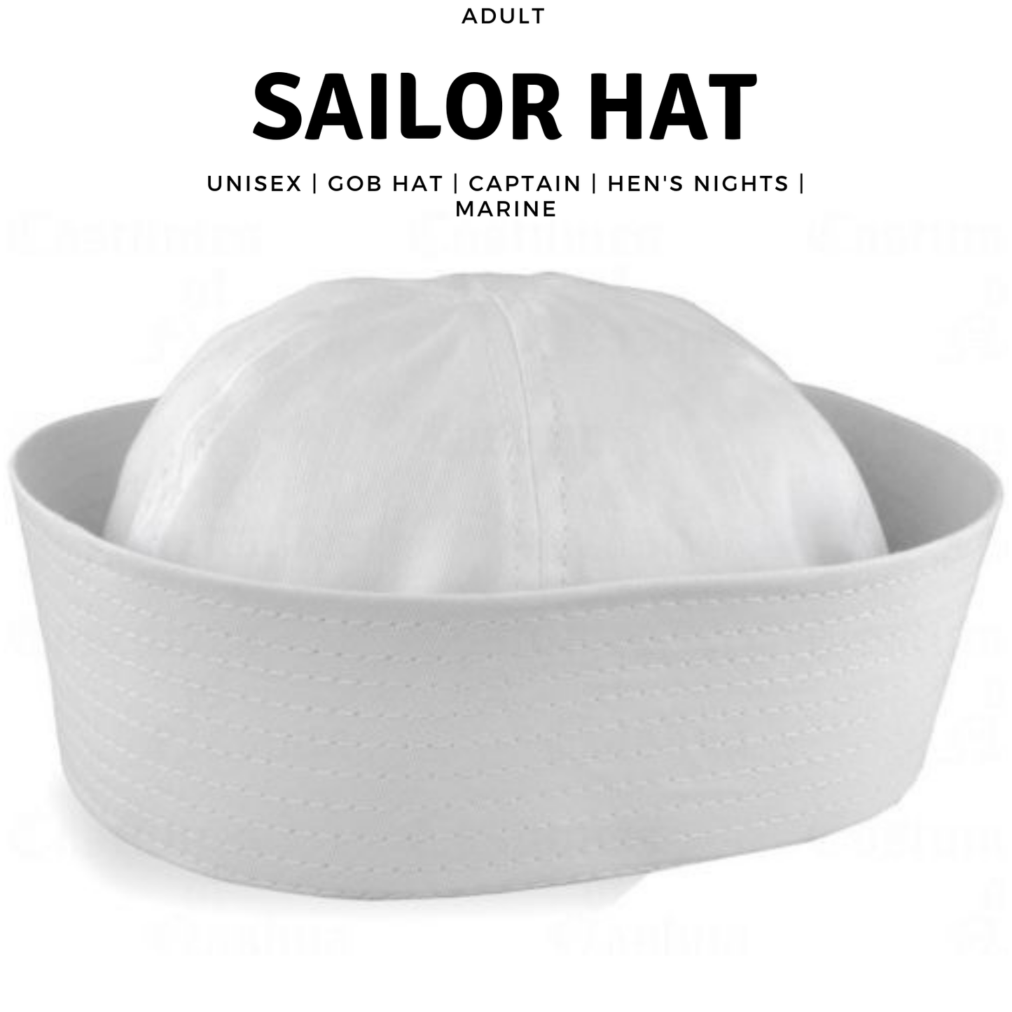 Adult White Sailor Hat Marine Unisex Gob Captain Navy Hen's Night Doughboy Cap-1