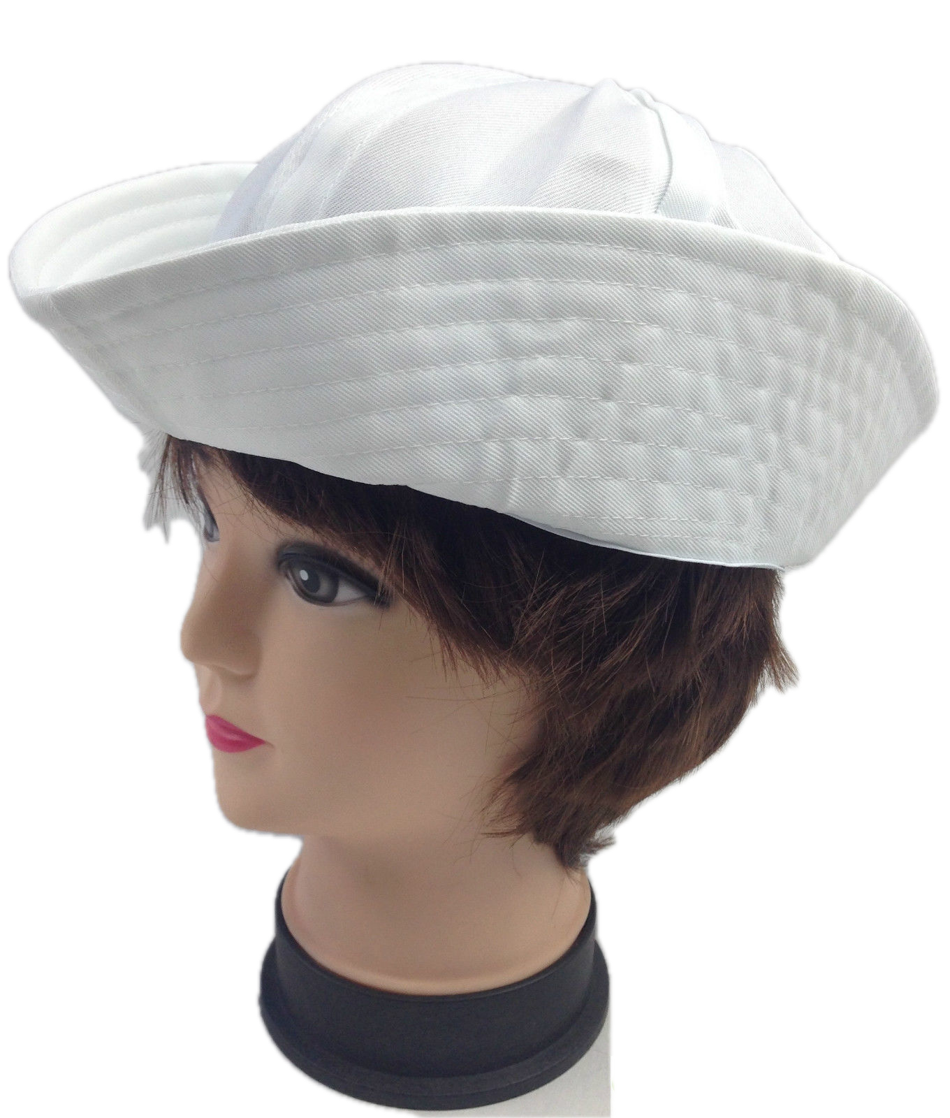 Adult White Sailor Hat Marine Unisex Gob Captain Navy Hen's Night Doughboy Cap-5