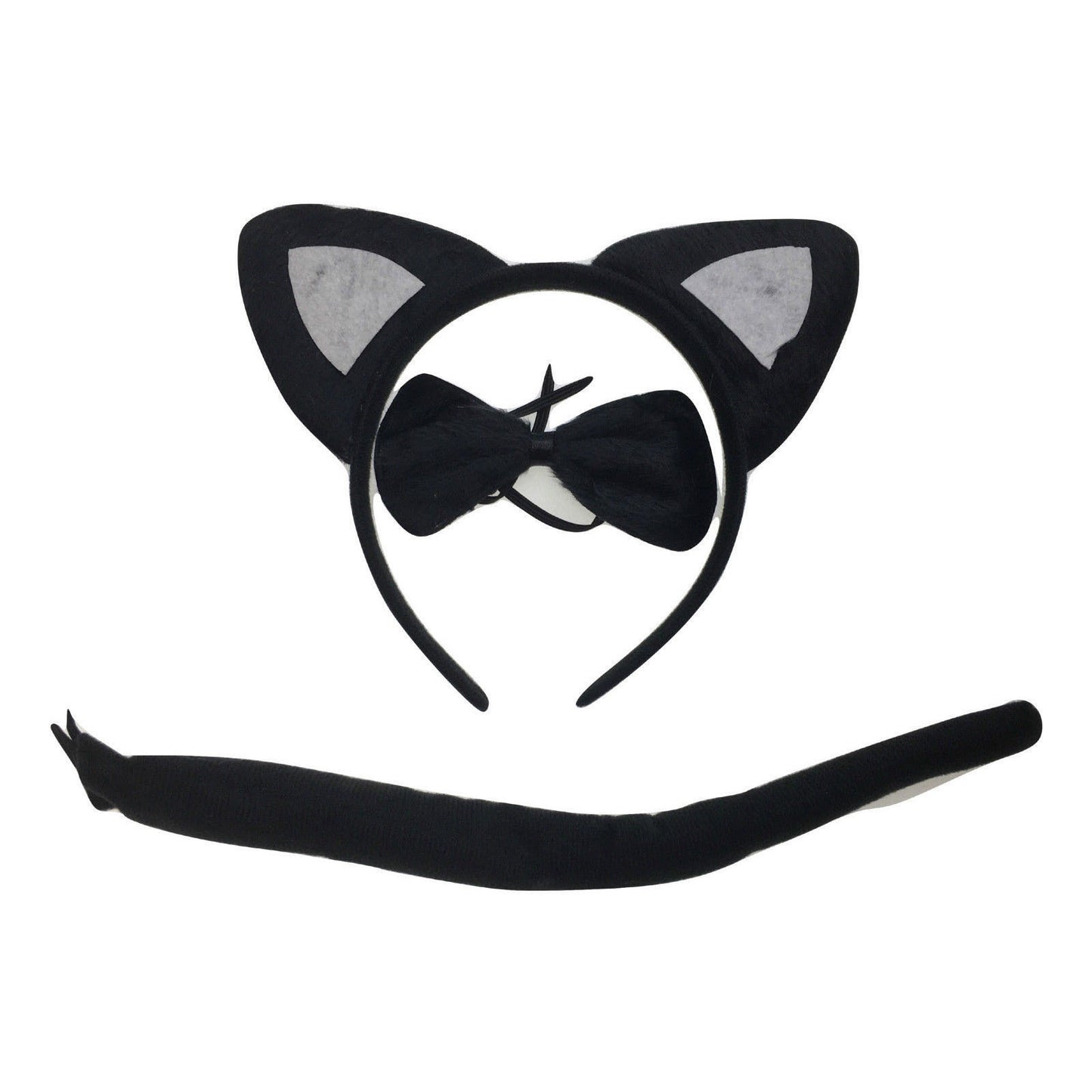 3pcs Set Animal Costume Dress Up Party Bow Tie Tail Ears Book Week - Black Cat-0