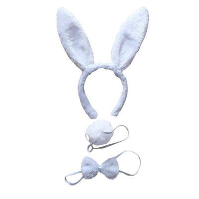 3pcs Set Animal Costume Dress Up Party Bow Tie Tail Ears Book Week - White Rabbit-0