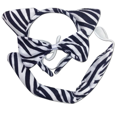 3pcs Set Animal Costume Dress Up Party Bow Tie Tail Ears Book Week - Zebra-0