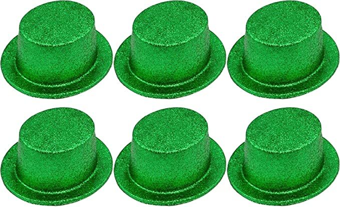 6x Glitter Top Hat Fancy Party Plastic Costume Tall Cap Fun Bulk - Green-0