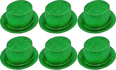 6x Glitter Top Hat Fancy Party Plastic Costume Tall Cap Fun Bulk - Green-0