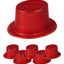 6x GLITTER TOP HAT Fancy Party Plastic Costume Tall Cap Fun Dress Up BULK - Red - One Size-0