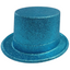 6x GLITTER TOP HAT Fancy Party Plastic Costume Tall Cap Fun Dress Up BULK - Sky Blue-2