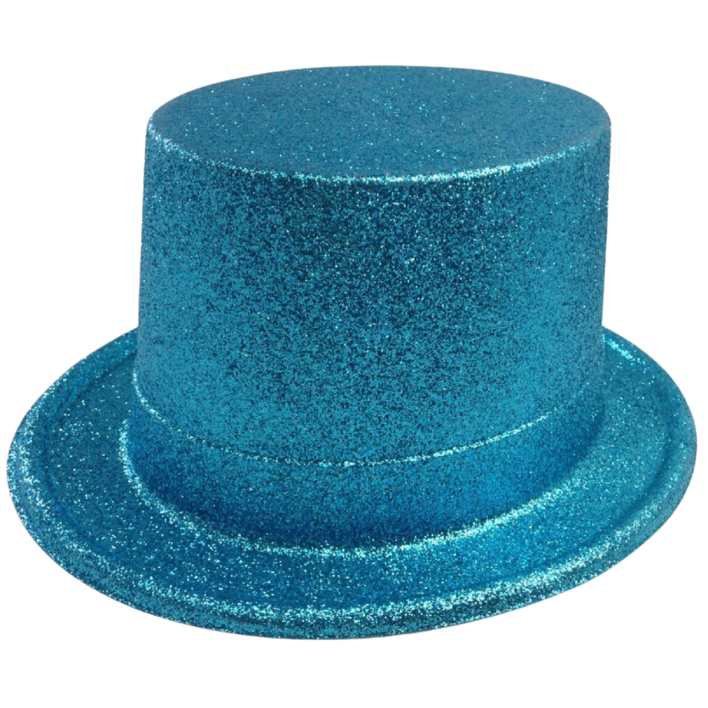 6x GLITTER TOP HAT Fancy Party Plastic Costume Tall Cap Fun Dress Up BULK - Sky Blue-2