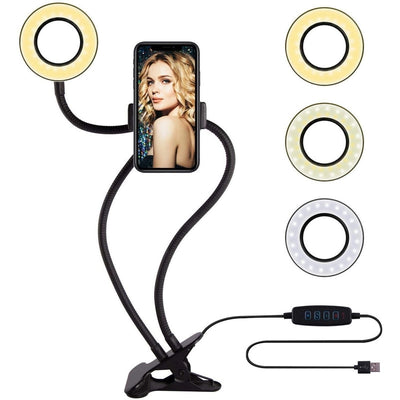 Professional Live Stream Ring Light with Phone Mount Holder Selfie USB Lighting-0