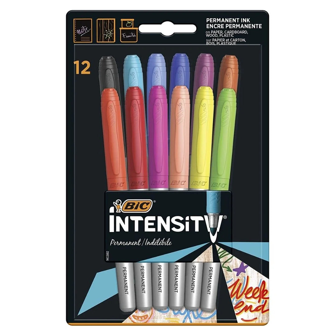 BiC Intensity Permanent Markers - 1 Pack of 12 - Assorted Colours-1